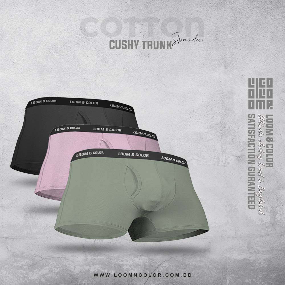 CUSHY TRUNK 3 PACK-FRONT OPEN (DK GREY-LT PURPLE-BLACK)
