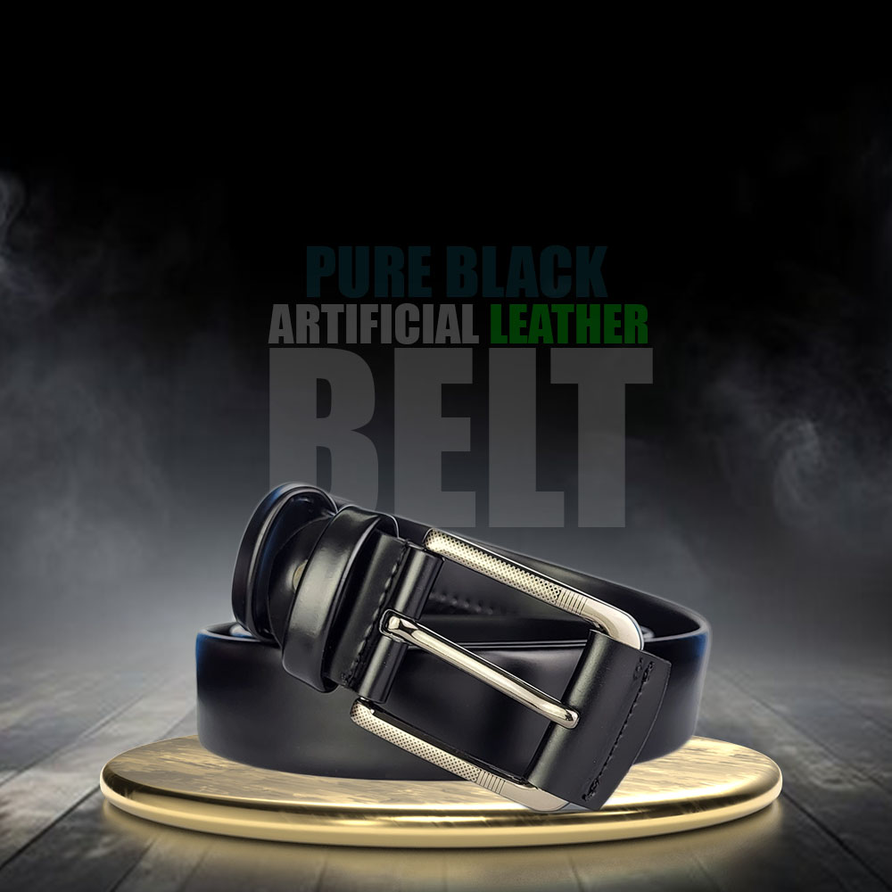 Mens Cushy Artificial leather Belt-Zet Black