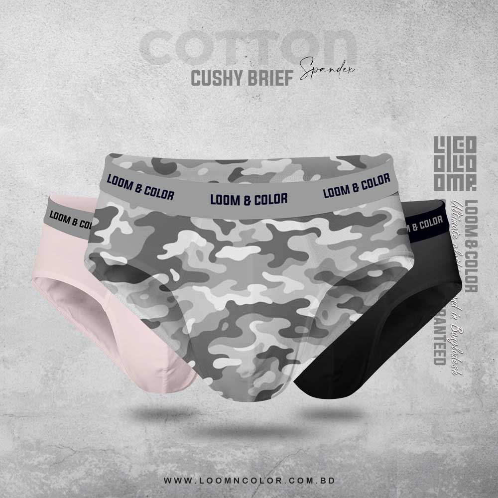 Men's Cushy Brief (Black-army-ltpurple)