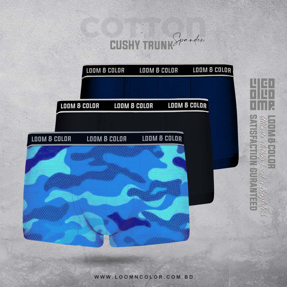 Men's Cushy Trunk 3 Pack(Camouflage-Navy-Black)