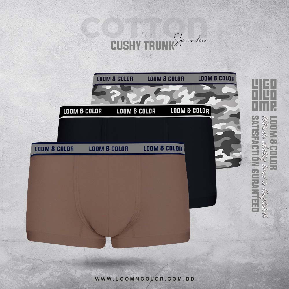 Men's Cushy Trunk 3 Pack-Army Combo(Army-Black-Chocolate)