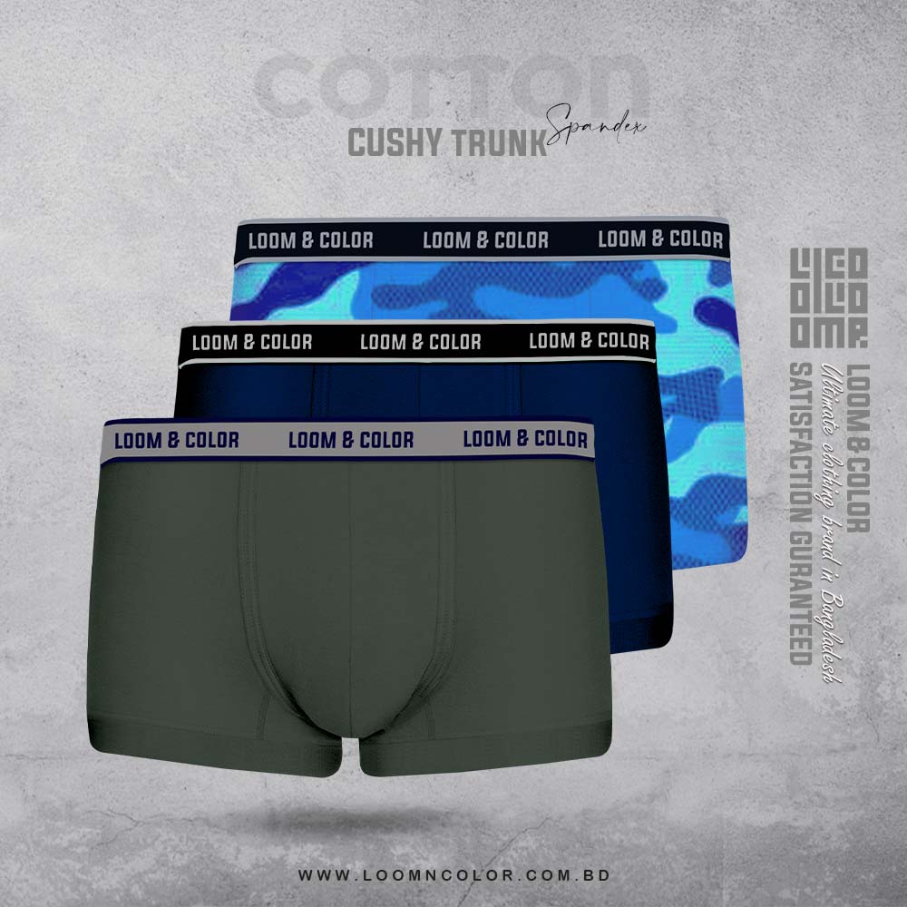 Men's Cushy Trunk 3 Pack(Dkgrey-navy-camouflage)