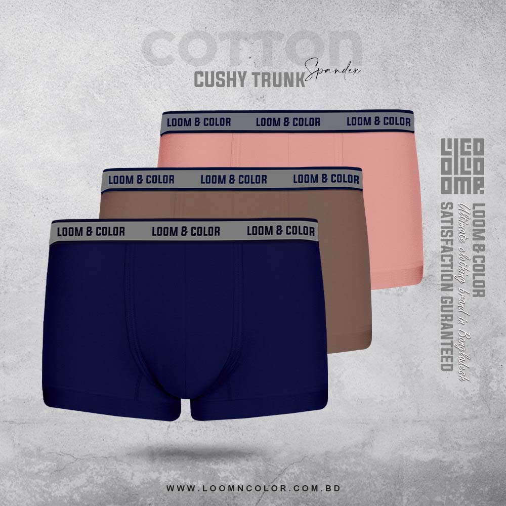 Men's Cushy Trunk 3 Pack-Navy, Chocolate, Lt burgundy