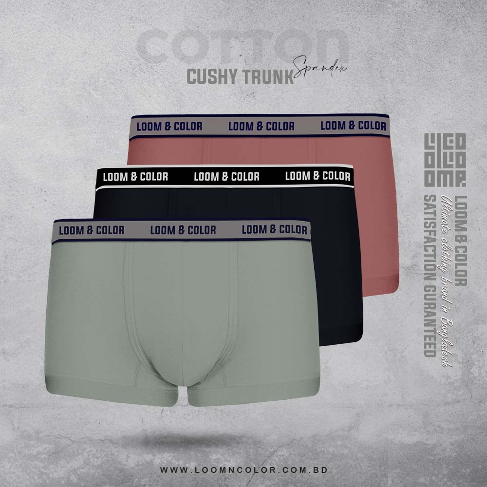 Men's Cushy Trunk 3 pack(Steelgrey-black-burgundy)