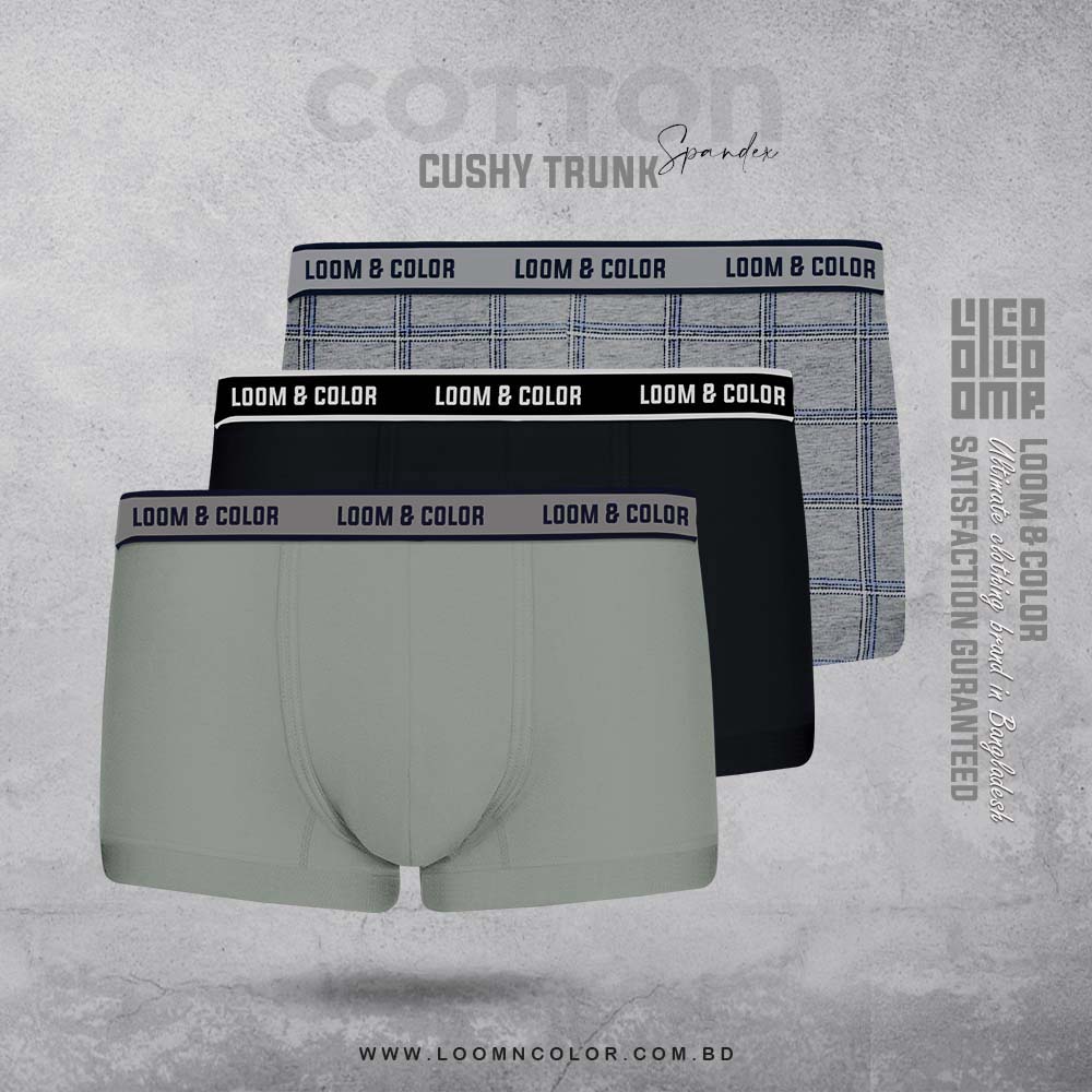 Men's Cushy Trunk 3 pack(Steelgrey-black-greycheck)