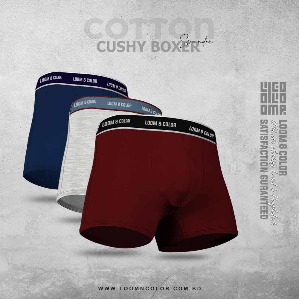 PREMIUM BOXER 3 PACK-(DKMAROON-GREYMEL-NAVY)